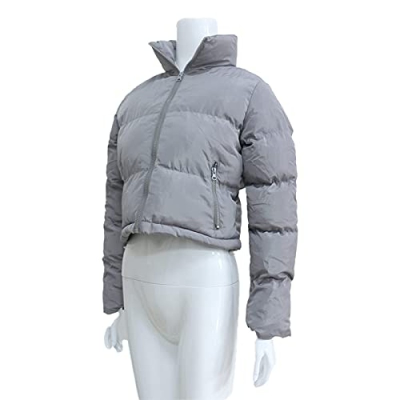Hujoin 여성 자르기 짧은 재킷 자른 퍼퍼 여성을위한 패션 재킷 따뜻한 겨울 경량 코트