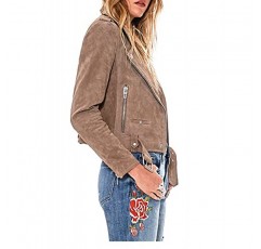 [BLANKNYC] 여성 럭셔리 의류 크롭 스웨이드 가죽 오토바이 자켓, 편안하고 세련된 코트