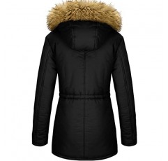 YXP 여성용 겨울 두꺼운 밀리터리 파카 재킷 모피 후드가 달린 따뜻한 양털 코튼 코트