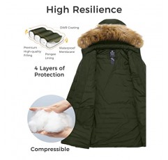Wantdo 여성용 긴 겨울 코트 후드 퍼퍼 코트 따뜻한 방수 푹신한 자켓