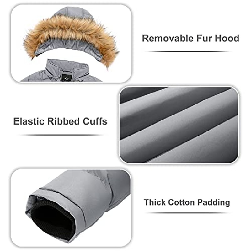 FARVALUE 여성용 겨울 코트 Thicken Puffer Coat 탈착식 모피 후드가있는 따뜻한 자켓