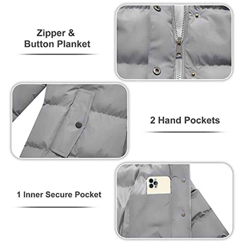 FARVALUE 여성용 겨울 코트 Thicken Puffer Coat 탈착식 모피 후드가있는 따뜻한 자켓