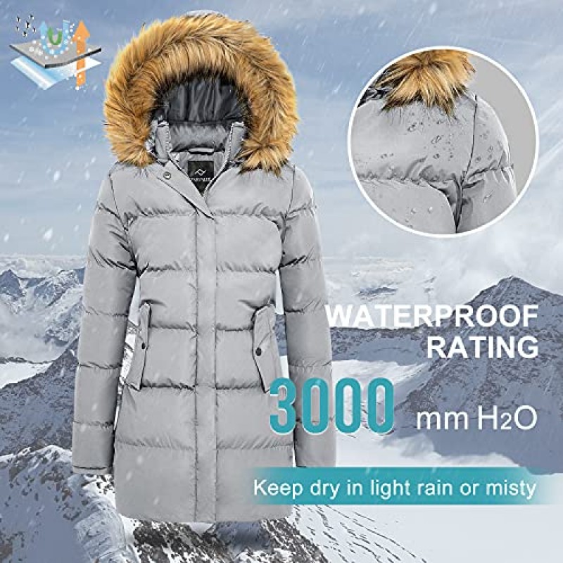 FARVALUE 여성용 겨울 코트 Thicken Puffer Coat 탈착식 모피 후드가있는 따뜻한 자켓