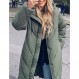 Flygo Womens Long Puffer 코트 긴 소매 패딩 겨울 다운 코트 후드 파카 재킷