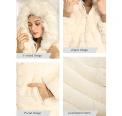 XULIKU 여성용 가역 따뜻한 인조 모피 코트 여성용 후드 프론트 지퍼 짧은 퍼프 자켓 겨울