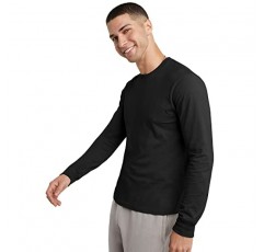 Hanes 남성 오리지널 긴소매 코튼 티셔츠, 남성용 클래식 크루넥 ​​티셔츠, 큰 사이즈로 구매 가능