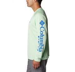 컬럼비아 남성용 터미널 태클 긴소매 셔츠, 키웨스트/비비드 블루 로고, 미디엄