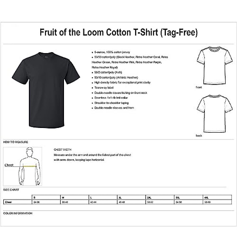 Fruit of the Loom 남성용 경량 코튼 티셔츠(반팔 & 긴 소매)