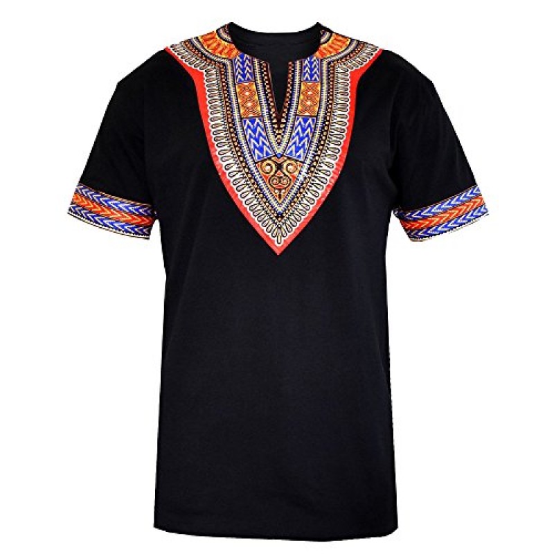 Makkrom Mens African Dashiki T 셔츠 부족 꽃 프린트 V 넥 슬림 피트 셔츠상의