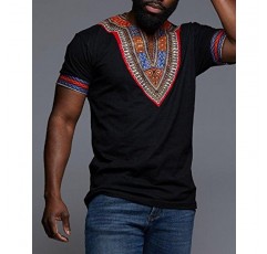 Makkrom Mens African Dashiki T 셔츠 부족 꽃 프린트 V 넥 슬림 피트 셔츠상의