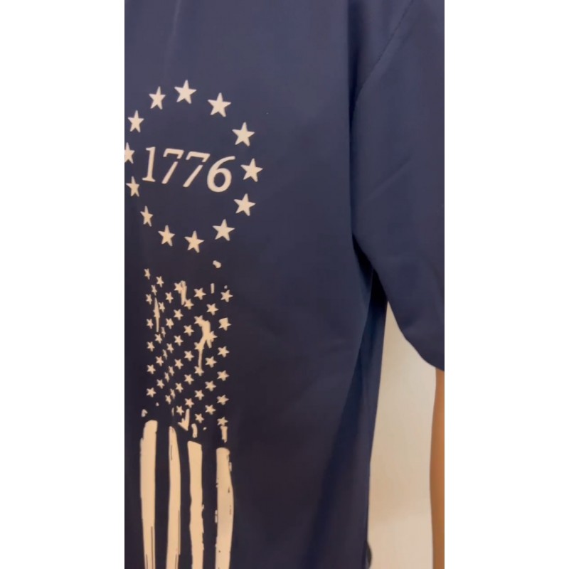 KUFORES 남성용 1776 American Patriotic Flag 반팔 티셔츠