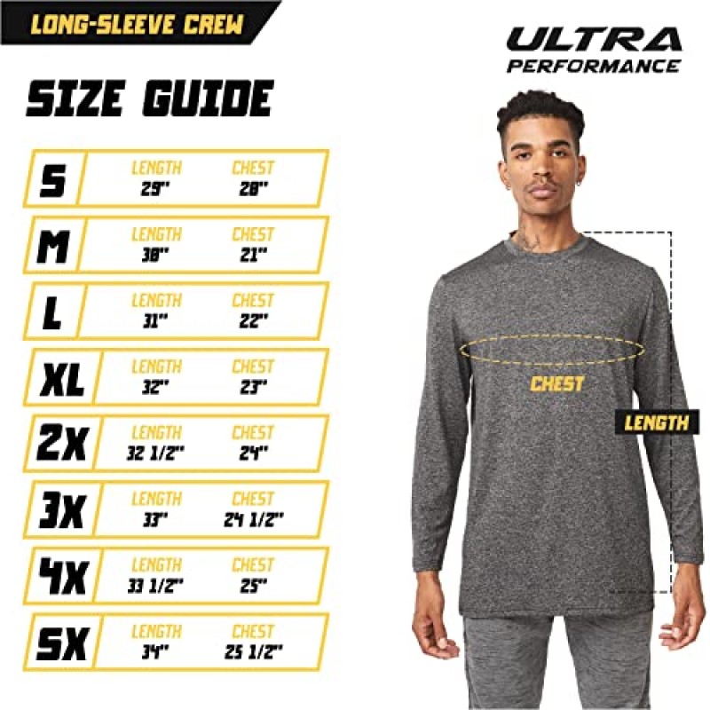 울트라 퍼포먼스 남성용 드라이 피트 티셔츠 4 팩 남성용 운동 모이스처 위킹 하이킹 수영 남성용 긴 소매 티셔츠