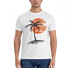 남성용 팜 트리 셔츠, 선셋 비치 하와이안 여름 방학 반팔 티셔츠 S-3XL