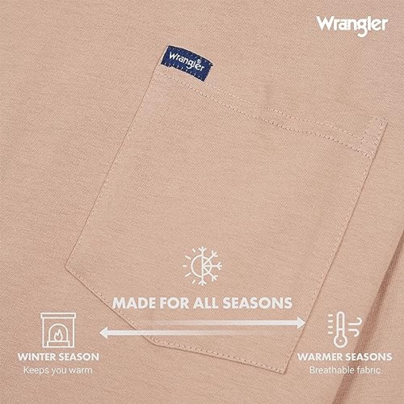 남성용 Wrangler Big and Tall 헤비급 긴 소매 포켓 티셔츠 – 루즈핏