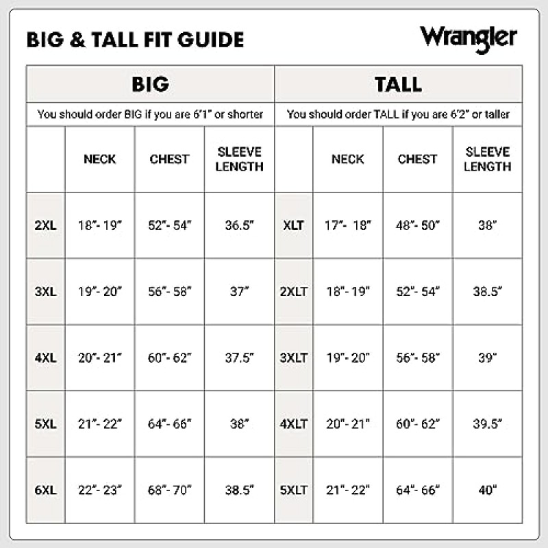 남성용 Wrangler Big and Tall 헤비급 긴 소매 포켓 티셔츠 – 루즈핏