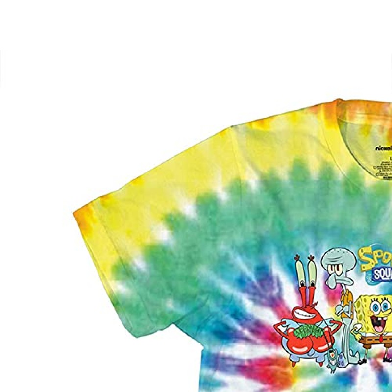 남성용 스폰지밥 네모바지 클래식 셔츠 - Spongebob, Patrick, Squidward & Mr Krabs 타이 다이 티셔츠