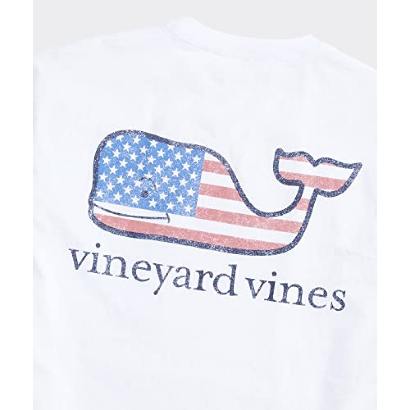 Vineyard Vines 남성용 플래그 고래 반팔 포켓 티셔츠