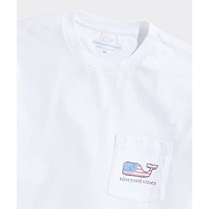 Vineyard Vines 남성용 플래그 고래 반팔 포켓 티셔츠