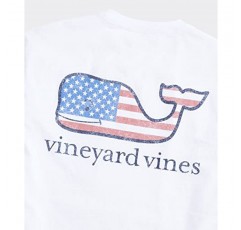 Vineyard Vines 남성용 플래그 고래 반팔 포켓 티셔츠