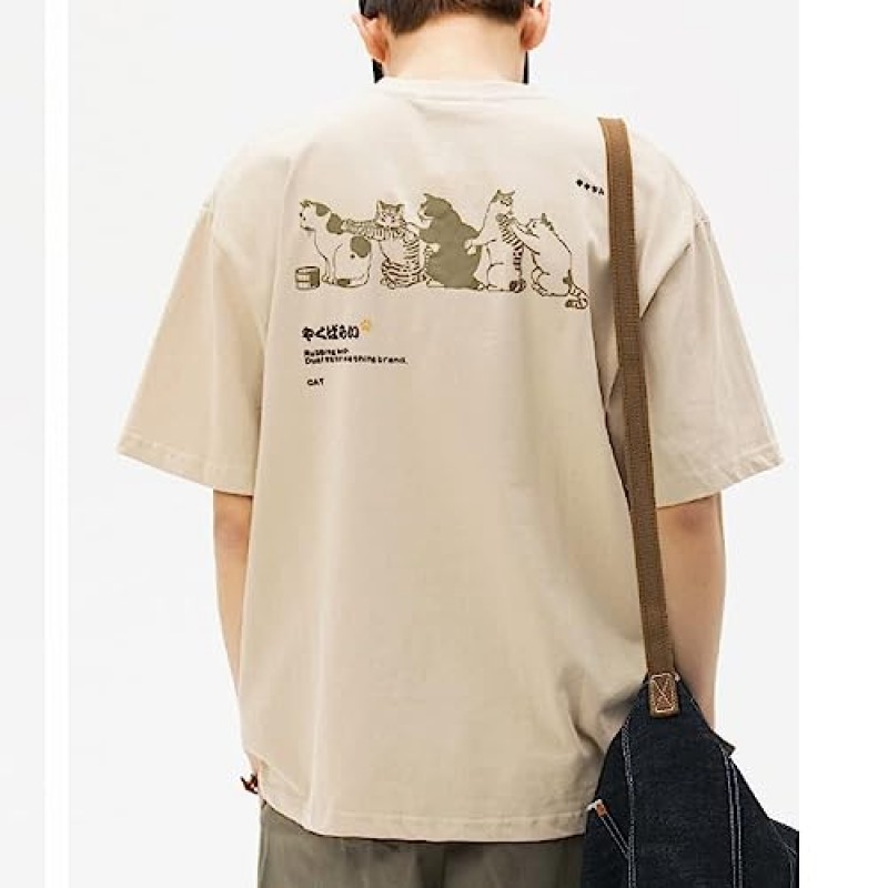 Vamtac Mens 빈티지 그래픽 하라주쿠 티셔츠 루즈 오버 사이즈 반팔 streetwear 캐주얼 탑 미적 티