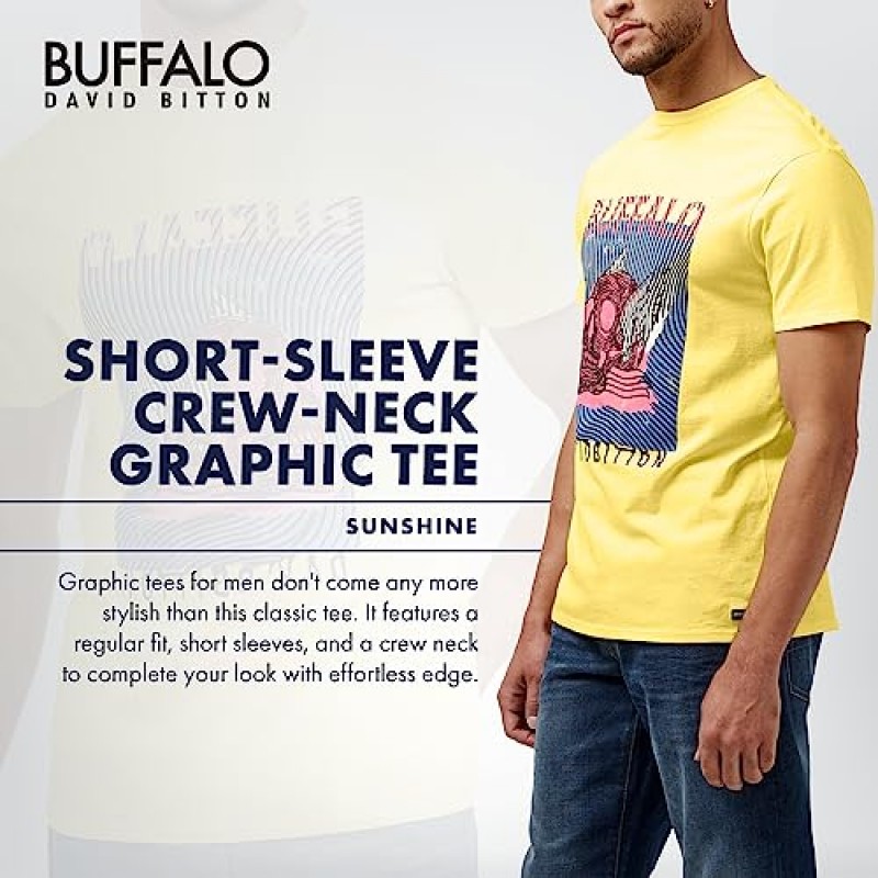 Buffalo David Bitton 남성용 반팔 크루넥 그래픽 티