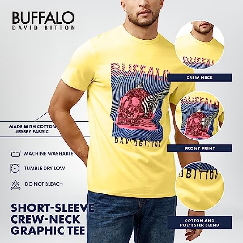 Buffalo David Bitton 남성용 반팔 크루넥 그래픽 티