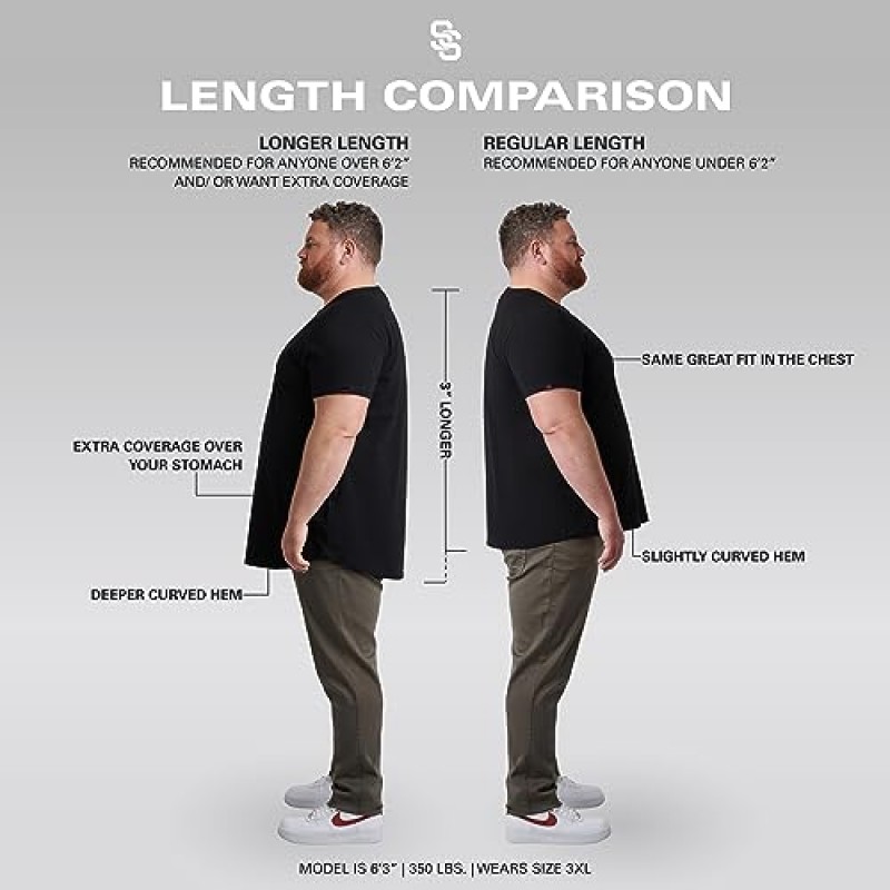 남성용 STRONGSIZE V 넥 티셔츠 – 크고 키가 큰 남성용 스트레치 티셔츠