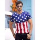 Mens 1776 디스트레스드 티셔츠 7월 4일 셔츠 탑 미국 국기 애국적인 반팔 독립 기념일 셔츠