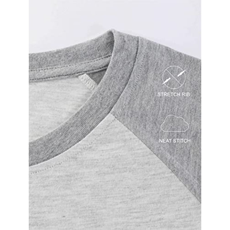 DESPLATO 남성 캐주얼 기본 빈티지 액티브 짧은 라글란 슬리브 크루넥 러닝 하이킹 T 셔츠