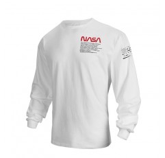 H HYFOL 남성용 그래픽 티셔츠 NASA USA Flag 100% 코튼 긴 소매 American Patriotic Crewneck 레귤러 티셔츠