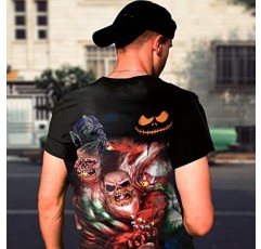 남자 할로윈 3D 인쇄 해골 티셔츠 라운드 넥 공포 그래픽 짧은 소매 재미 있은 티셔츠 남성용
