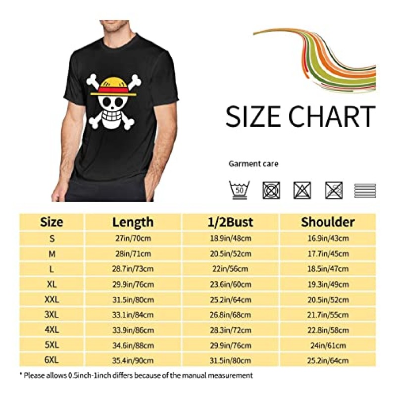 Bilcesa One for Piece Anime Shirt 남성용 기본 반소매 라운드 칼라 패션 티셔츠(S-6XL)
