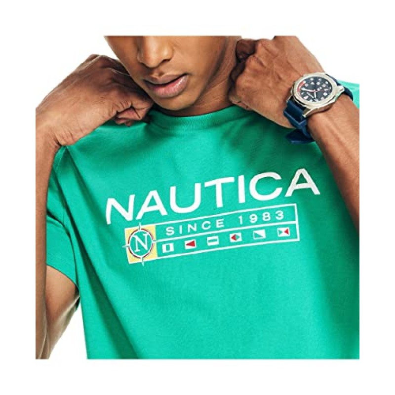 Nautica 남성용 지속 가능하게 제작된 로고 그래픽 티셔츠