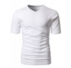H2H 남성 캐주얼 슬림핏 반소매 티셔츠 부드러운 경량 V넥/크루넥 사이즈 XS ~ 3XL
