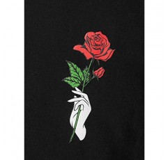 OYOANGLE 남성 캐주얼 컬러블록 꽃무늬 프린트 반소매 크루넥 티셔츠 탑