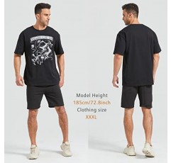 Obacle 남성 T 셔츠, 남성용 스컬 T 셔츠 코튼 반소매 블랙 셔츠