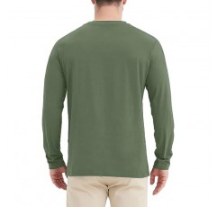 MAGCOMSEN 남성용 긴팔 셔츠 코튼 크루넥 T 셔츠 솔리드 캐주얼 셔츠 경량 작업 티셔츠