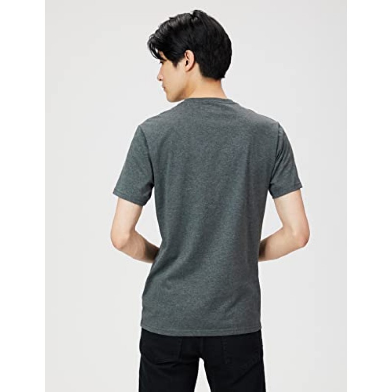 Amazon Essentials 남성 슬림핏 반소매 크루넥 티셔츠, 2팩, 차콜 헤더, 스몰