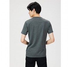 Amazon Essentials 남성 슬림핏 반소매 크루넥 티셔츠, 2팩, 차콜 헤더, 스몰