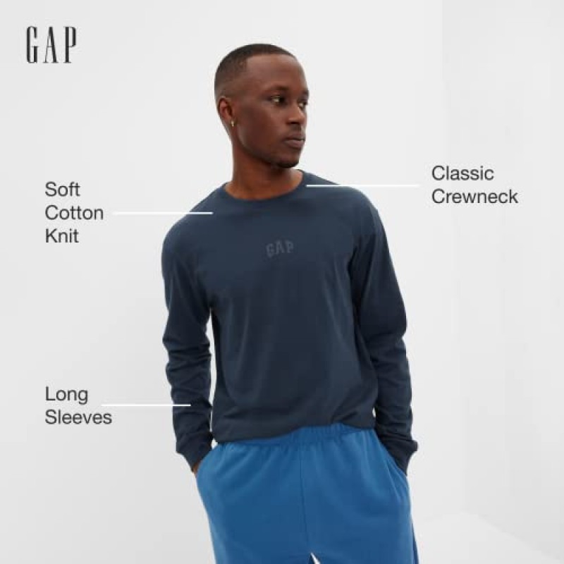 GAP 남성 릴렉스핏 긴소매 로고 티셔츠