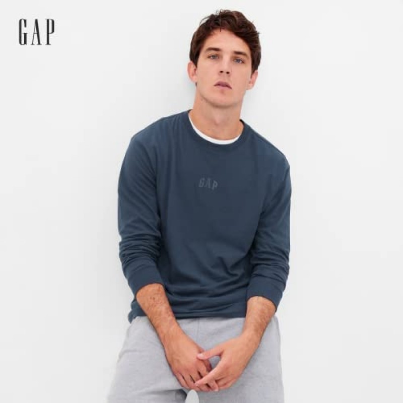 GAP 남성 릴렉스핏 긴소매 로고 티셔츠