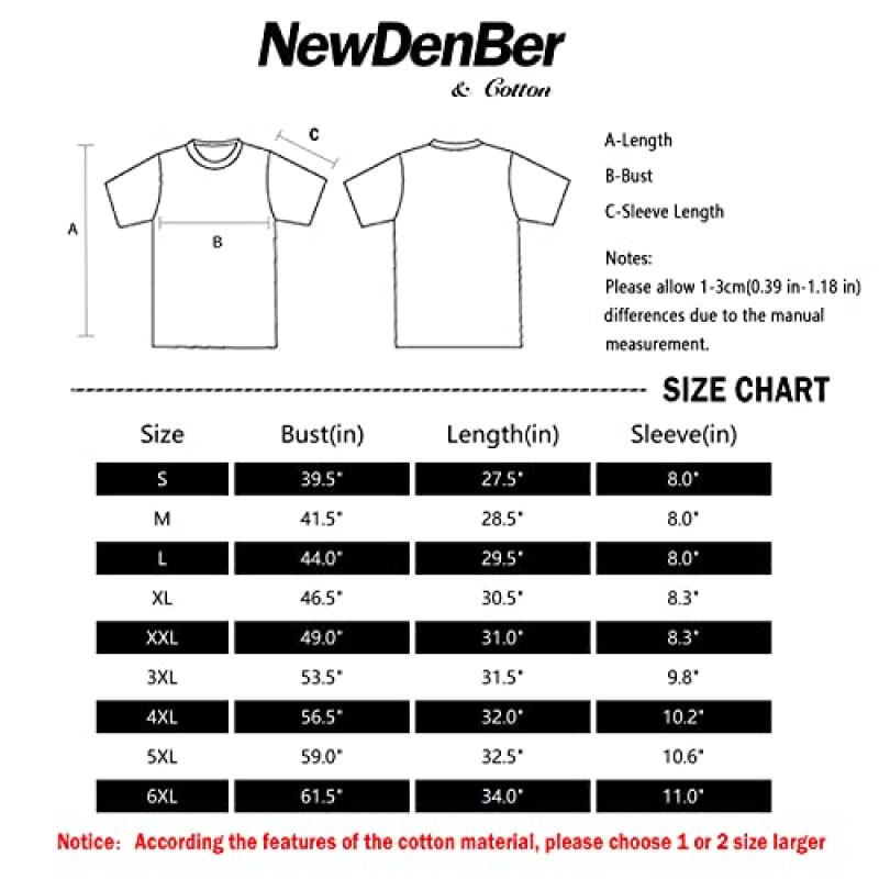 NewDenBer 남성 클래식 베이직 솔리드 크루넥 소프트 코튼 티셔츠 4팩