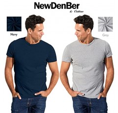 NewDenBer 남성 클래식 베이직 솔리드 크루넥 소프트 코튼 티셔츠 4팩