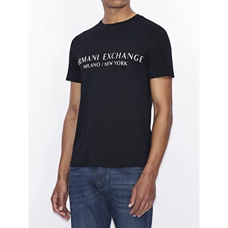A|X ARMANI EXCHANGE 남성 반팔 밀란 뉴욕 로고 크루넥 티셔츠