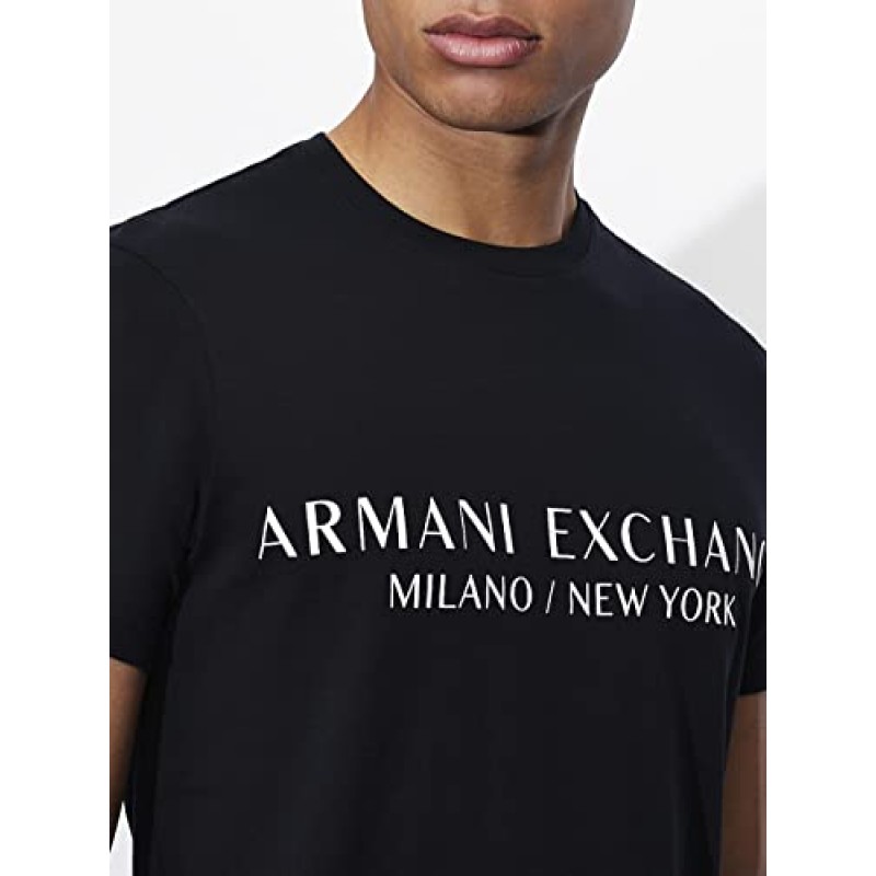 A|X ARMANI EXCHANGE 남성 반팔 밀란 뉴욕 로고 크루넥 티셔츠