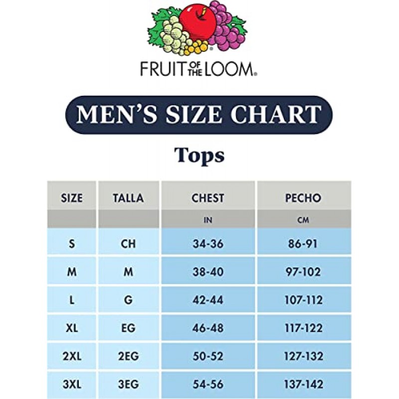 Fruit of the Loom 남성용 에버소프트 면 티셔츠, 통기성 및 습기 흡수 기능, 냄새 제어 기능, 사이즈 S-4x