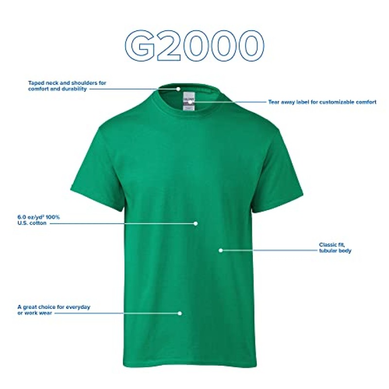 길단 성인용 울트라 코튼 티셔츠, 스타일 G2000, 멀티팩