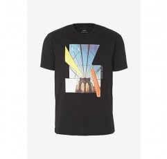 A|X ARMANI EXCHANGE 남성 레귤러핏 브루클린 브리지 그래픽 티셔츠