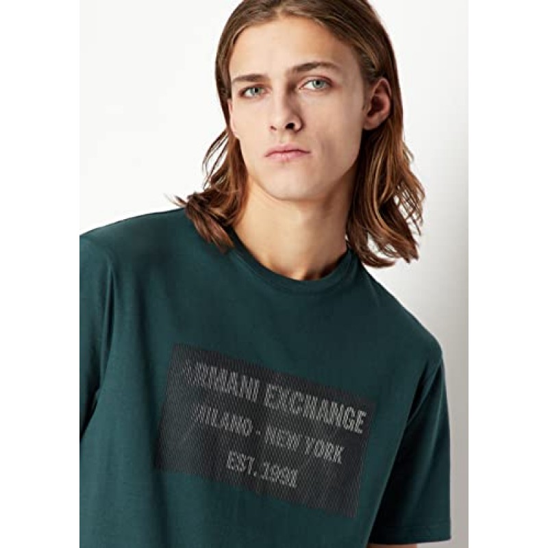 A|X ARMANI EXCHANGE 남성 클래식 저지 Milano Axe 반소매 레귤러핏 티셔츠