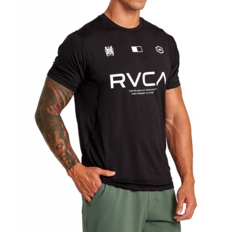 RVCA 남성용 스포츠 레귤러핏 운동용 통기성 티셔츠